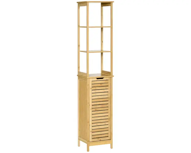 Kleankin Turn Mobilier Baie, Spatiu Depozitare Vertical, Lemn, 34x30x173cm, Design Compact | Aosom Romania