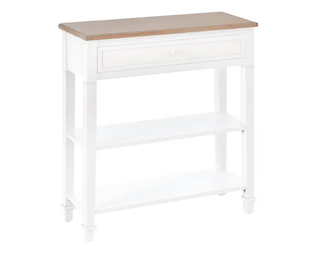 Masa multifunctionala pentru hol HOMCOM, cu sertar, lemn pin, 75.6x27.5x80.5cm, alb | Aosom Romania