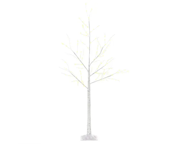 HOMCOM Arbore de Craciun cu lumini LED, baza patrata si cablu de alimentare pentru interior si exterior, din otel si PP, 20x20x150, alb | aosom ro