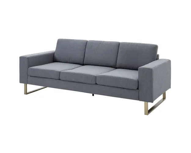 HOMCOM Canapea in 3 Locuri cu Perne in Tesatura de Lin Gri inchis, 200x82x78cm | Aosom Romania