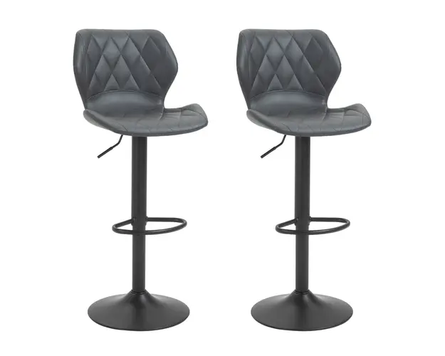 Set 2 scaune bar HOMCOM, piele sintetica, inaltime reglabila, gri | Aosom Romania