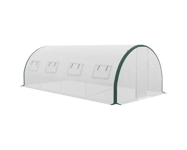 Outsunny Sera Tunel cu 2 Usi cu Balamale si 8 Ferestre cu Plasa, Sera de Gradina pentru Legume, 6x3x2 m, Verge | Aosom Romania