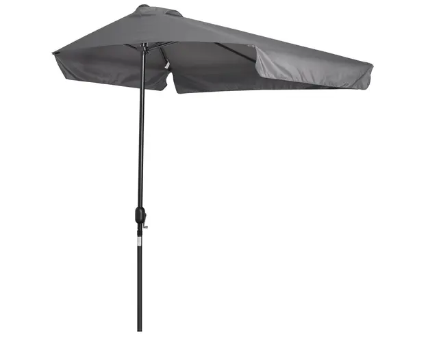 Outsunny Umbrela Compacta Semicirculara cu Manivela, Ideala pentru Spatii Mici, 230x130x249cm, Gri | Aosom Romania