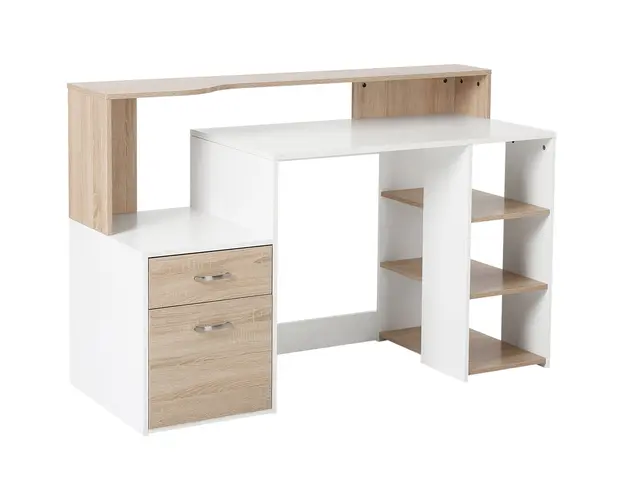 HomCom Homcom Masa de Birou Moderna pentru Computator cu Rafturi din Lemn MDF 140x55x92cm