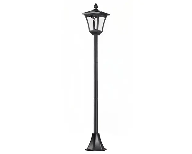 Outsunny Lanterna Solara pentru Gradina, Felinar LED cu Panouri Solare, Design Modern, 18x18x160 cm, Negru | Aosom Romania