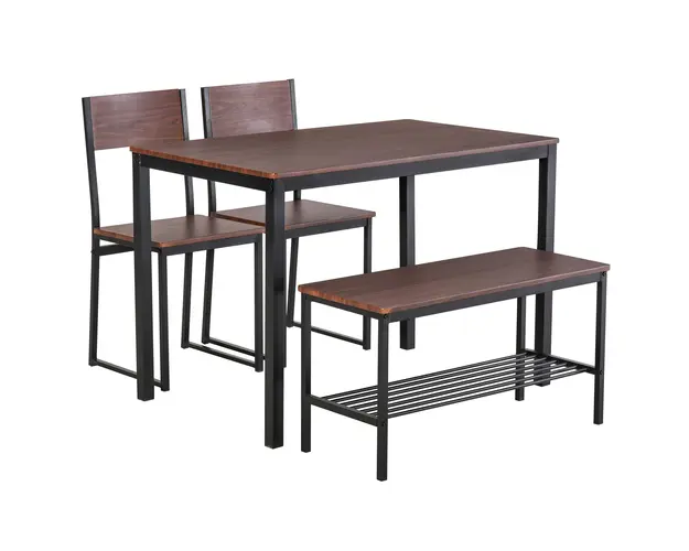 HOMCOM Set Mobilier de Bucatarie cu Masa, Banca si Scaune, Design Modern, Masa Maro, Confortabil si Spatios, Ideal pentru Familie | Aosom Romania