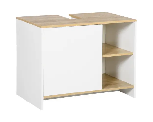 Kleankin Dulap pentru lavoar pentru baie, 77x45x60cm, alb si lemn| AOSOM RO | Aosom Romania