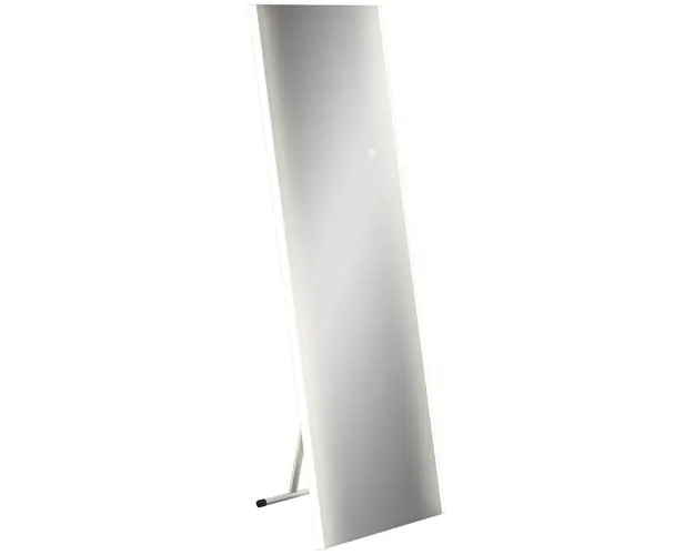 HOMCOM Oglinda de Podea cu LED-uri, Fara Rama, Montabila pe Perete sau Auto-Stand, 150x50 cm, Argintiu | Aosom Romania