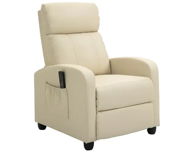 Fotolii recliner cu masaj 8 functii si 5 intensitati68x88x98cm, crem HOMCOM | Aosom RO