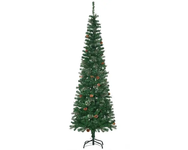 Pom de Craciun artificial 165cm cu ramuri realiste si 27 de conuri de pin, decor de Craciun, verde HOMCOM | Aosom RO