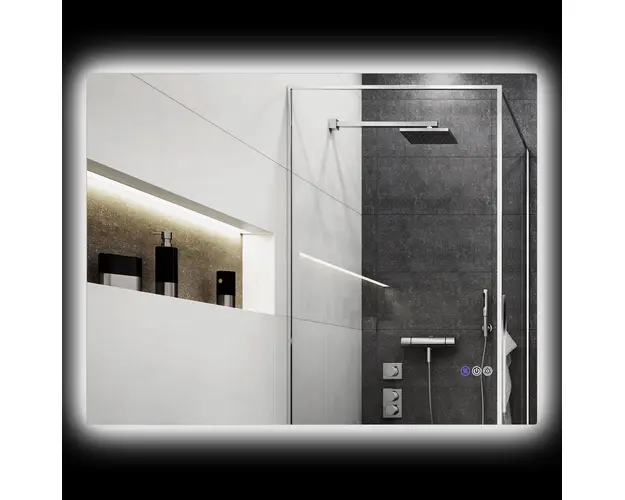 HOMCOM Oglinda de Baie LED cu Rama, Anti-Abur, 3 Temperaturi de Culoare si Memorie, 80x60x4 cm, Transparent | Aosom Romania