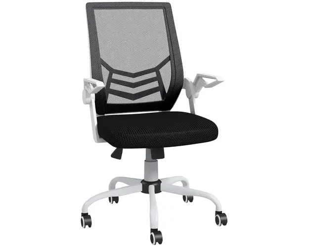 Vinsetto Scaun de Birou Ergonomic cu Inaltime Reglabila si Brate Rabatabile Pivotant la 360, 62,5x55x94-104 cm, Negru | Aosom Romania