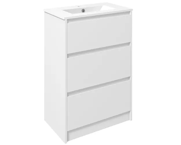 Kleankin Chiuveta Baie Alb Lucios cu Sertare pentru Depozitare 610x370x880mm | Aosom Romania