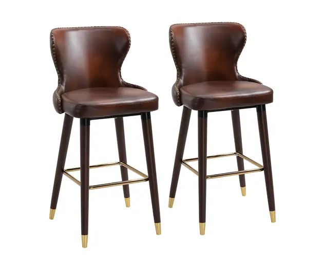 Set 2 scaune bar, stil industrial, 52x53x101cm, maro HOMCOM | Aosom Romania