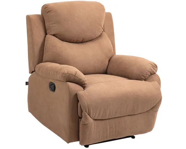 HOMCOM Fotoliu Ergonomic din Tesatura, Fotoliu Rabatabil pana la 150 cu Suport pentru Picioare, 93x88x102 cm, Maro Inchis | Aosom Romania