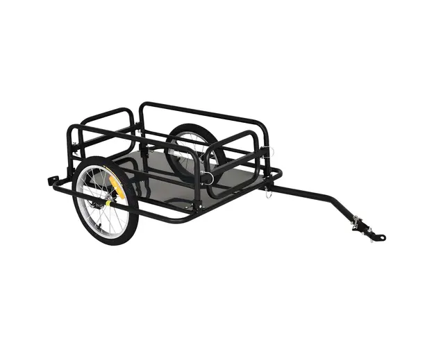 HOMCOM Carucior pentru Bicicleta cu Pereti Pliabili si Detasabili, Remorca pentru Bicicleta din Otel si PE, 139x71.5x49 cm, Negru | Aosom Romania