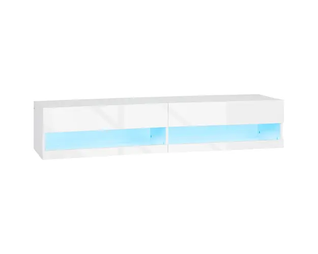 HOMCOM Dulap pentru Televizor Suspendat cu Luciu Intens pentru Televizoare de pana la 65” cu Lumini LED, Alb | Aosom Romania