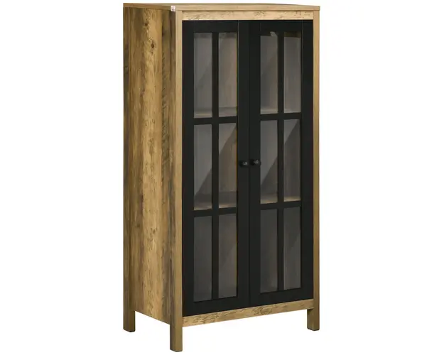HOMCOM Dulap pentru Bucatarie Modern cu Usi din Sticla, Ideal pentru Sufragerie si Birou, Design Contemporan, Maro | Aosom Romania