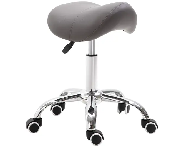 HOMCOM Scaun de lucru cu sa si roti, cu Inaltime reglabila pentru Saloane de coafor si Tatuaj, 52x53x49-61cm Gri | Aosom Romania