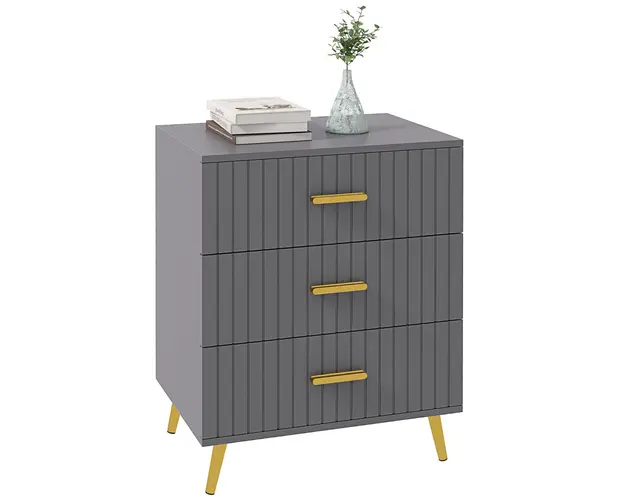 HOMCOM Comoda pentru Dormitor, Dulap Modern cu 3 Sertare, Sertar de Depozitare cu Picioare din Aluminiu, 60x40x71.5 cm, Gri Inchis