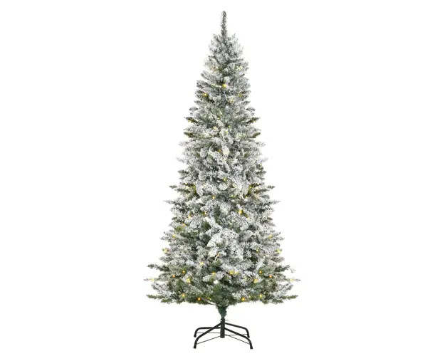 HOMCOM Brad de Craciun artificial cu zapada, brad verde cu baza pliabila, decoratiune de craciun, verde | Aosom Romania