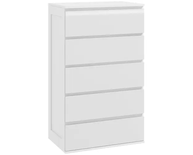 HOMCOM Cufar cu 5 Sertare pentru Dormitor, Organizator Depozitare cu Glisiere Metalice si Canelura, Cufar Alb, Ideal pentru Spatiu si Stil | Aosom Romania