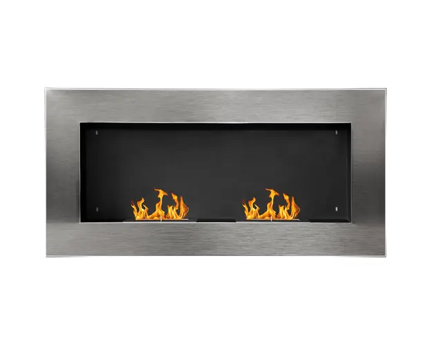 Semineu pe Bioetanol incalzitor Realizat din Inox cu 2 Arzatoare, aparat de incalzire ecologic 110x54x14cm HOMCOM | Aosom RO
