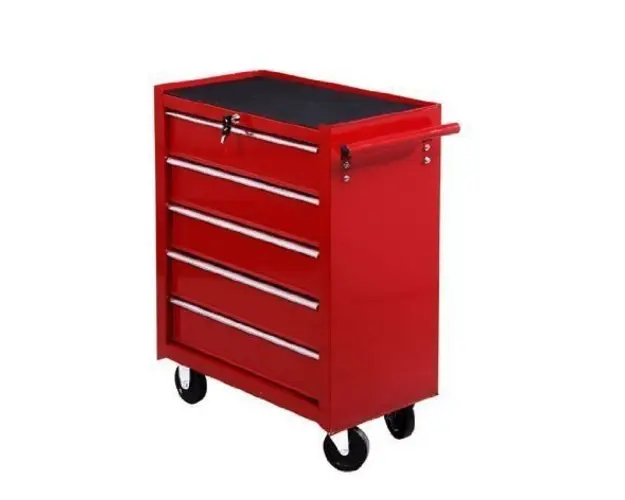 HOMCOM Carucior Mobil pentru Atelier cu Sertare, Organizator Ustensile, Rosu, 67.5x33x77cm | Aosom Romania