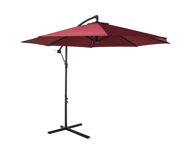 Outsunny Umbrela Descentralizata pentru Exterior, Rosu Inchis, Manivela, Otel si Poliester Anti-UV, Φ300x250cm | Aosom Romania