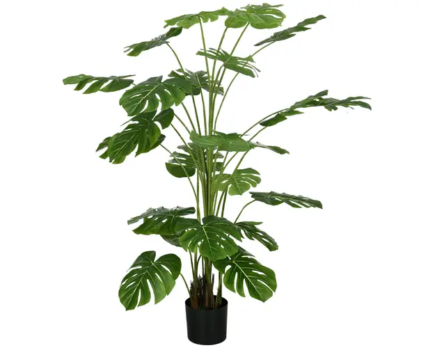 HOMCOM Monstera Deliciosa Artificiala cu Ghiveci, Planta Artificiala pentru Interior si Exterior pentru Decorarea Camerei de Zi de Acasa, 180cm