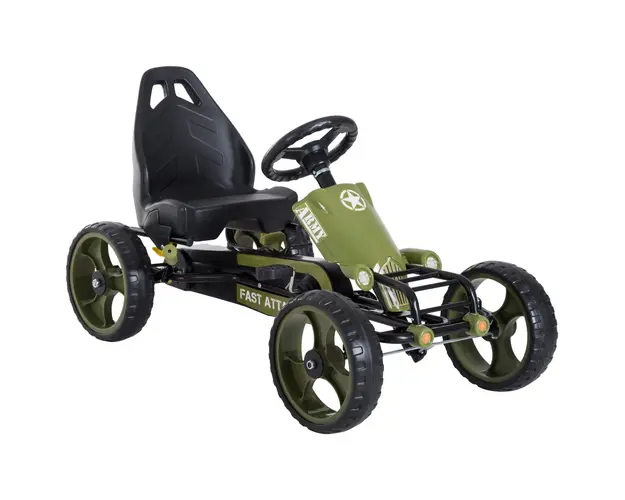HOMCOM Kart cu Pedale pentru Copii de 3-6 Ani cu Scaun Reglabil si Frana de Mana, 105x54x61 cm, Verde | Aosom Romania