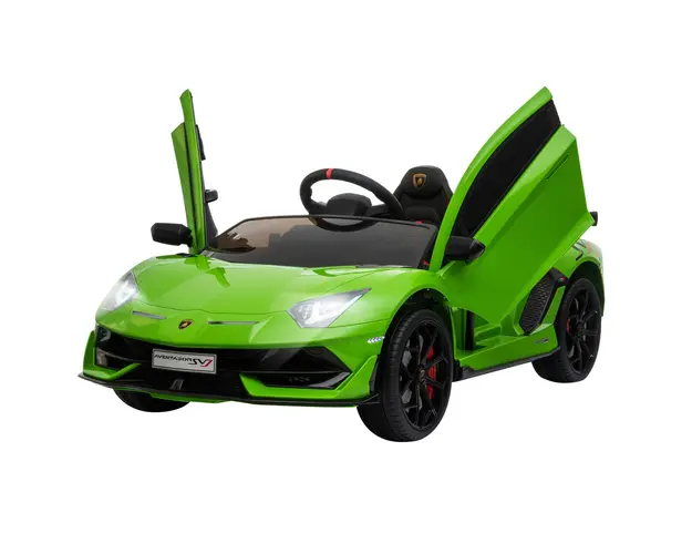 HOMCOM Masina Electrica pentru Copii, Automobil Lamborghini Aventador cu Telecomanda, Faruri LED, Muzica, Varsta 3-8 Ani, Verde | Aosom Romania
