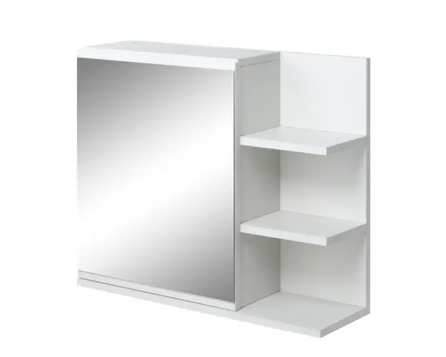 Kleankin Dulap de Baie cu Oglinda de Perete, Dulapior Suspendat cu Usa, Oglinda si 3 Rafturi Laterale, 60x18x50 cm, Alb | Aosom Romania