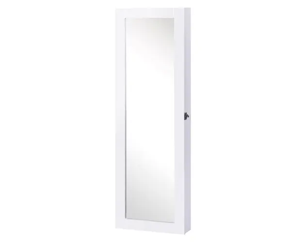 HOMCOM Dulap pentru Bijuterii cu Oglinda, Montare pe Perete, Negru, 37x9.5x121 cm | Aosom Romania