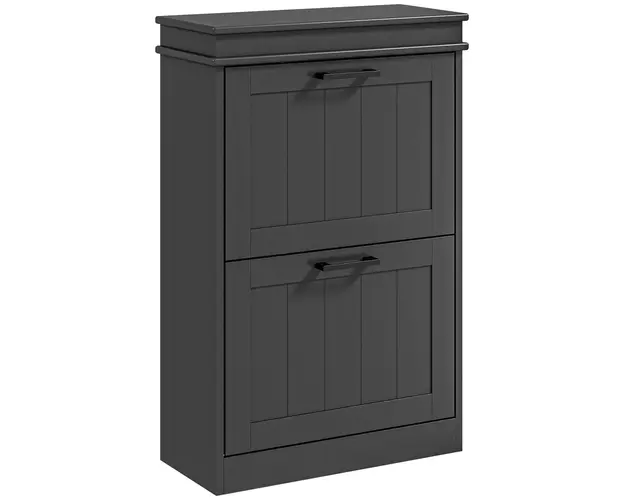 HOMCOM Dulap pentru Pantofi cu 2 Sertare pentru 10 Perechi de Pantofi, Mobilier cu Raft Reglabil, 54x24x82,5 cm, Negru | Aosom Romania