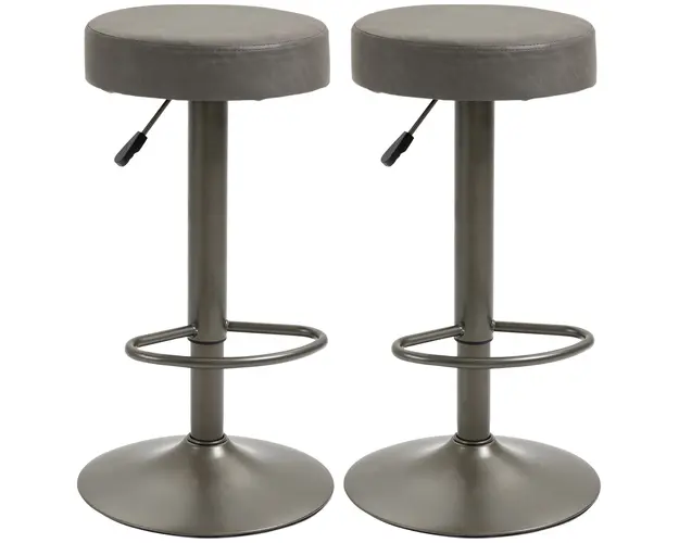 HOMCOM Set 2 Scaune Bar Pivotante Reglabile Gri, Design Modern 35x36x64-85cm | Aosom Romania