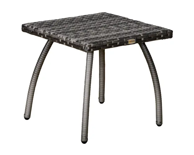 Masa Outsunny din Ratan sintetic pentru Exterior, Gradina, Terasa Impermeabila Gri 45x45x44cm | Aosom Romania