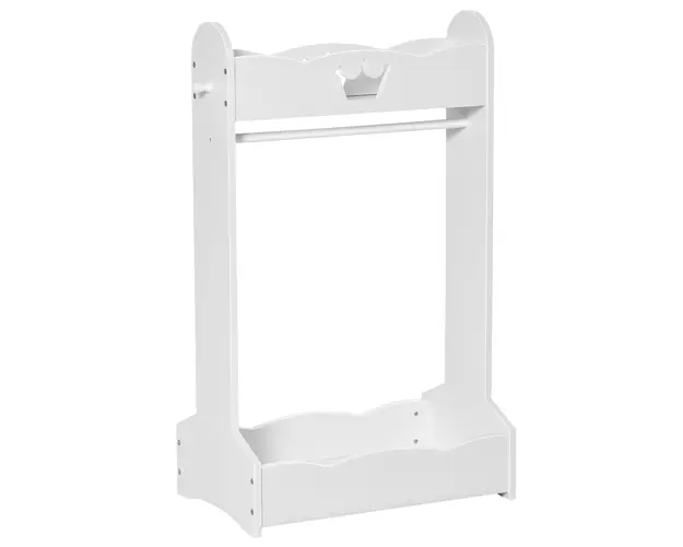 HOMCOM Suport Haine Copii cu Etajere si Agatatori, Mobilier Dormitor Lemn, 63x37x103cm, Alb | Aosom Romania