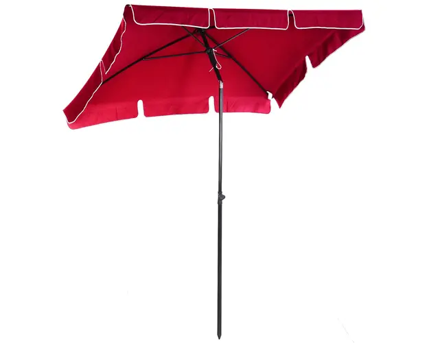 Outsunny Umbrela de Gradina Dreptunghiulara cu Inaltime Reglabila, Cadru din Aluminiu, 200x125x235cm, Rosu | Aosom Romania