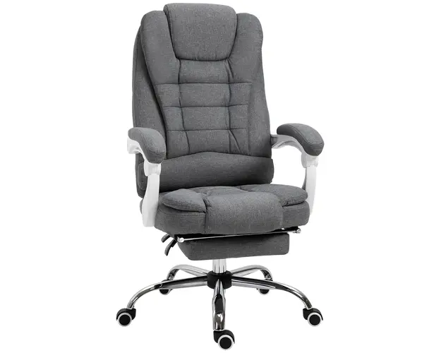 Vinsetto Scaun Ergonomic de Birou Reglabil cu Suport pentru Picioare, Spatar Inalt si Brate, 65x70x115-123 cm, Gri | Aosom Romania