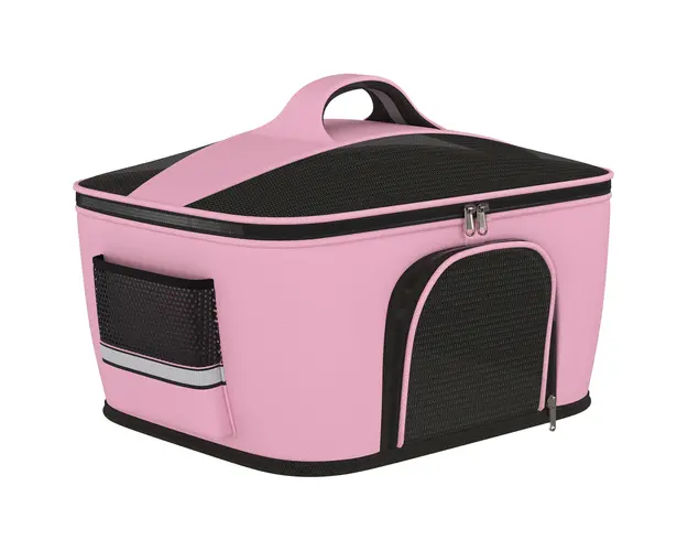 PawHut Geanta de Transport pentru Pisici si Caini cu 2 Usi cu Fermoar, Sac cu Buzunare si Perna, 50x35x36cm, Rosu | Aosom Romania