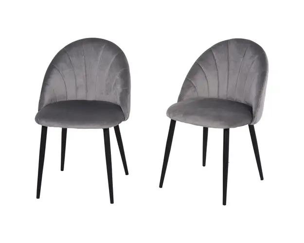 Homcom Set de 2 Scaune fara Cotiere, cu Spatar Curbat, 50x54x80 cm, Gri | Aosom Romania