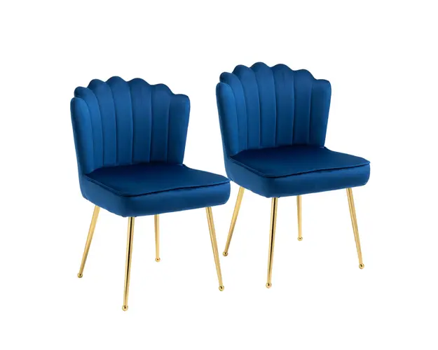 HOMCOM Set 2 Scaune Moderne si Capitonate pentru Salon sau Sufragerie Tapiterie Efect Catifelat 57x58x88cm Albastru | Aosom Romania