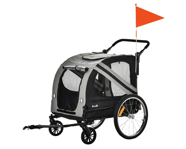 PawHut Carucior 2-in-1 pentru Animale, Transport Bicicleta, Cadru Otel, 134x57x108 cm | Aosom Romania