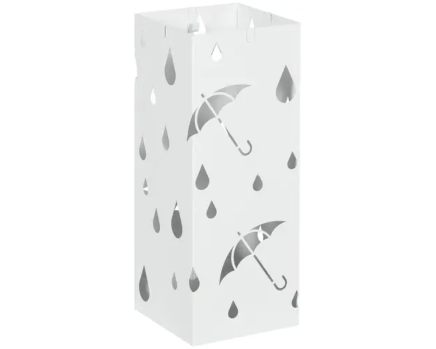 HOMCOM Suport pentru Umbrele din Metal cu 4 Carlige, Suport pentru Umbrele cu Design Modern, 15,5x15,5x41 cm, Alb | Aosom Romania