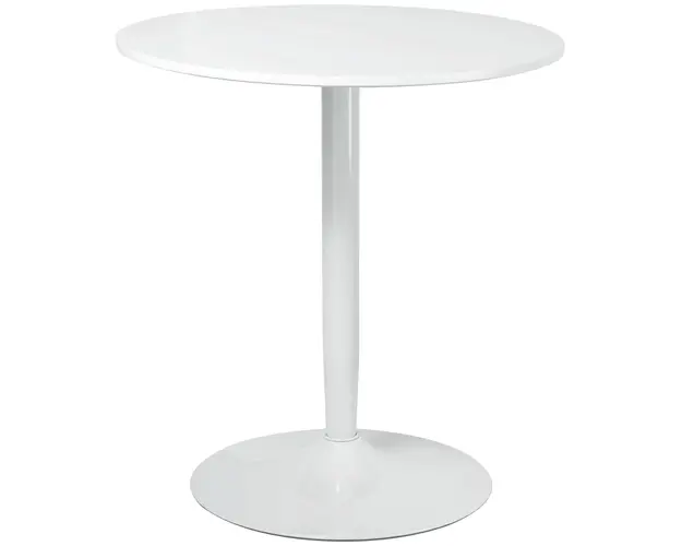 Masa rotunda HOMCOM, baza din otel, suport antiderapant Φ70x75cm, MDF si Otel, Alb | Aosom Romania