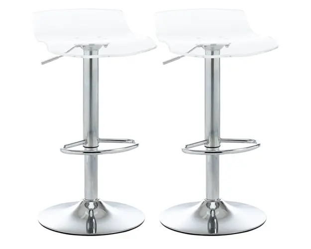 HOMCOM Set 2 Scaune de Bar cu Inaltime Reglabila, Sezut Rotativ si Suport pentru Picioare, 39x39x67-87 cm, Transparent | Aosom Romania