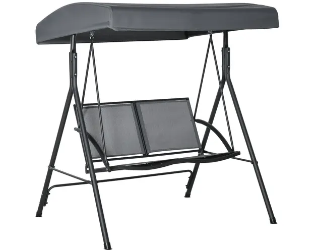 Outsunny Balansoar cu 2 Locuri de Gradina pentru Exterior cu Baldachin Reglabil si Sezuta din Textilen, 140x118x162cm Gri | Aosom Romania