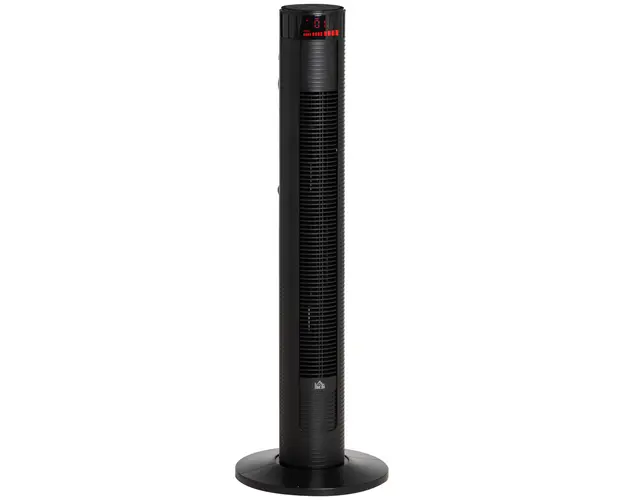 HOMCOM Ventilator Turn cu 4 Moduri si 3 Viteze cu Cronometru 12h, Ventilator de Podea ABS cu Telecomanda, 31,5x31,5x96 cm, Negru | Aosom Romania