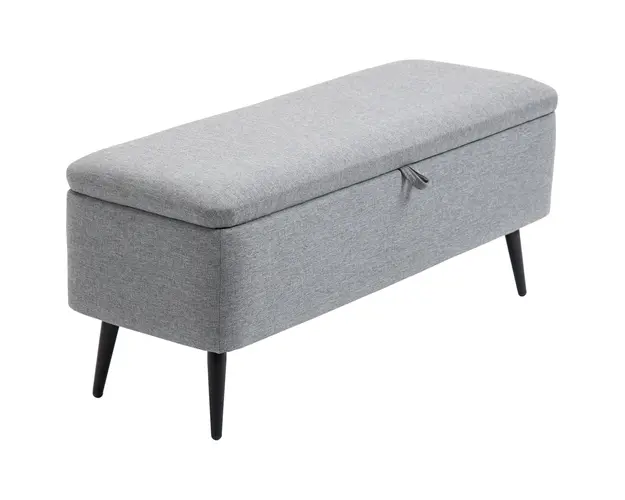HOMCOM Banca de Depozitare Acoperita cu Tesatura cu Efect de Catifea, Banca de Pat Captusita, 101x38.5x44.5 cm, Gri